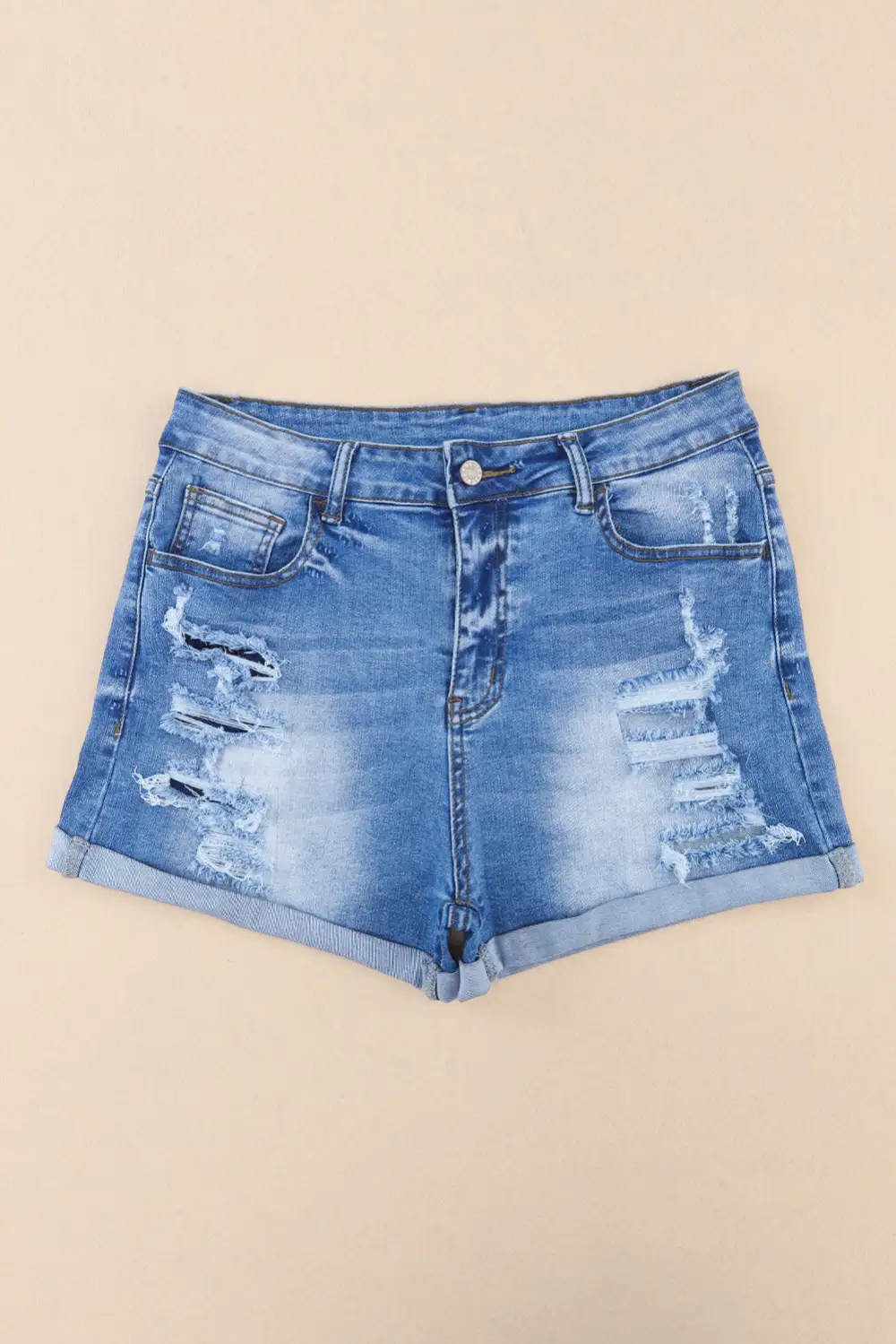 Sky Blue Vintage Distressed High Waist