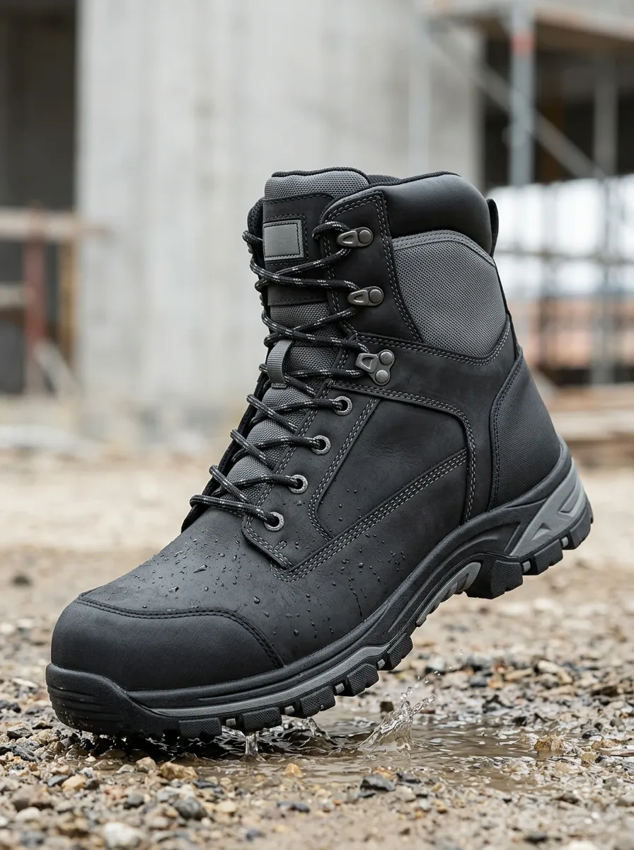 Men's Rugged Waterproof Construction Graphic Detail Work Boots