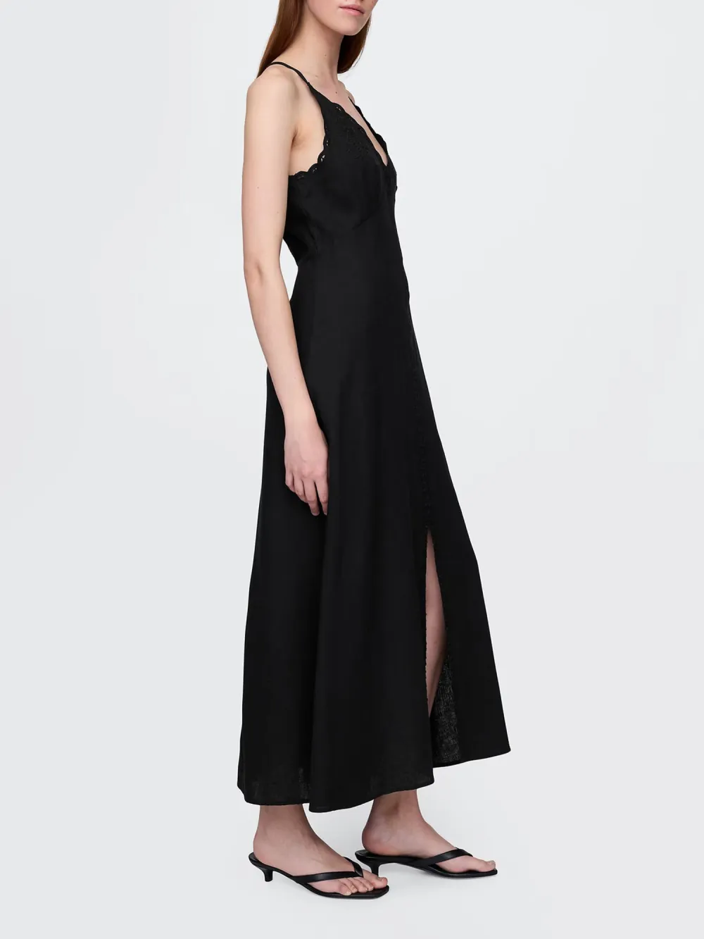 Deep V-Neck Slit Dress