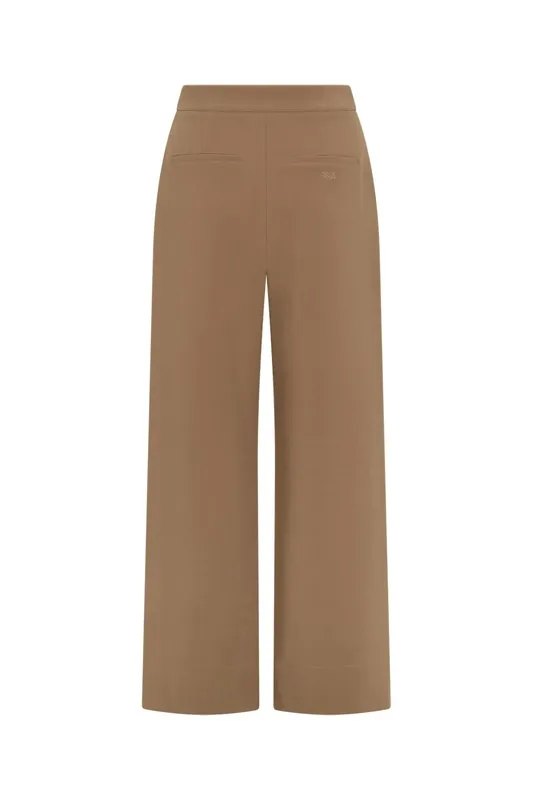 Tan Wide-Leg Tailored Pants