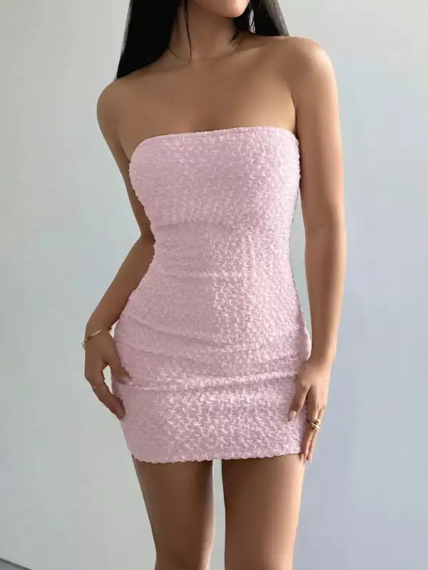 Clean Line Textured Mini Dress
