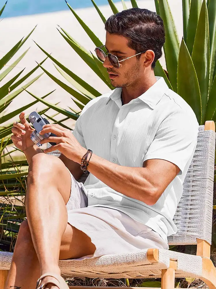 Clean Placket Textured Woven Shirt