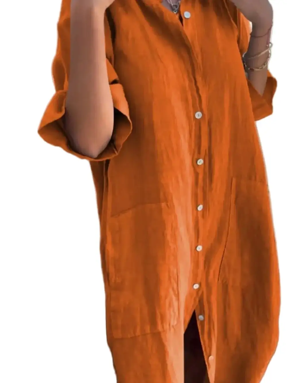 Simple Button Detail Shirt Dress