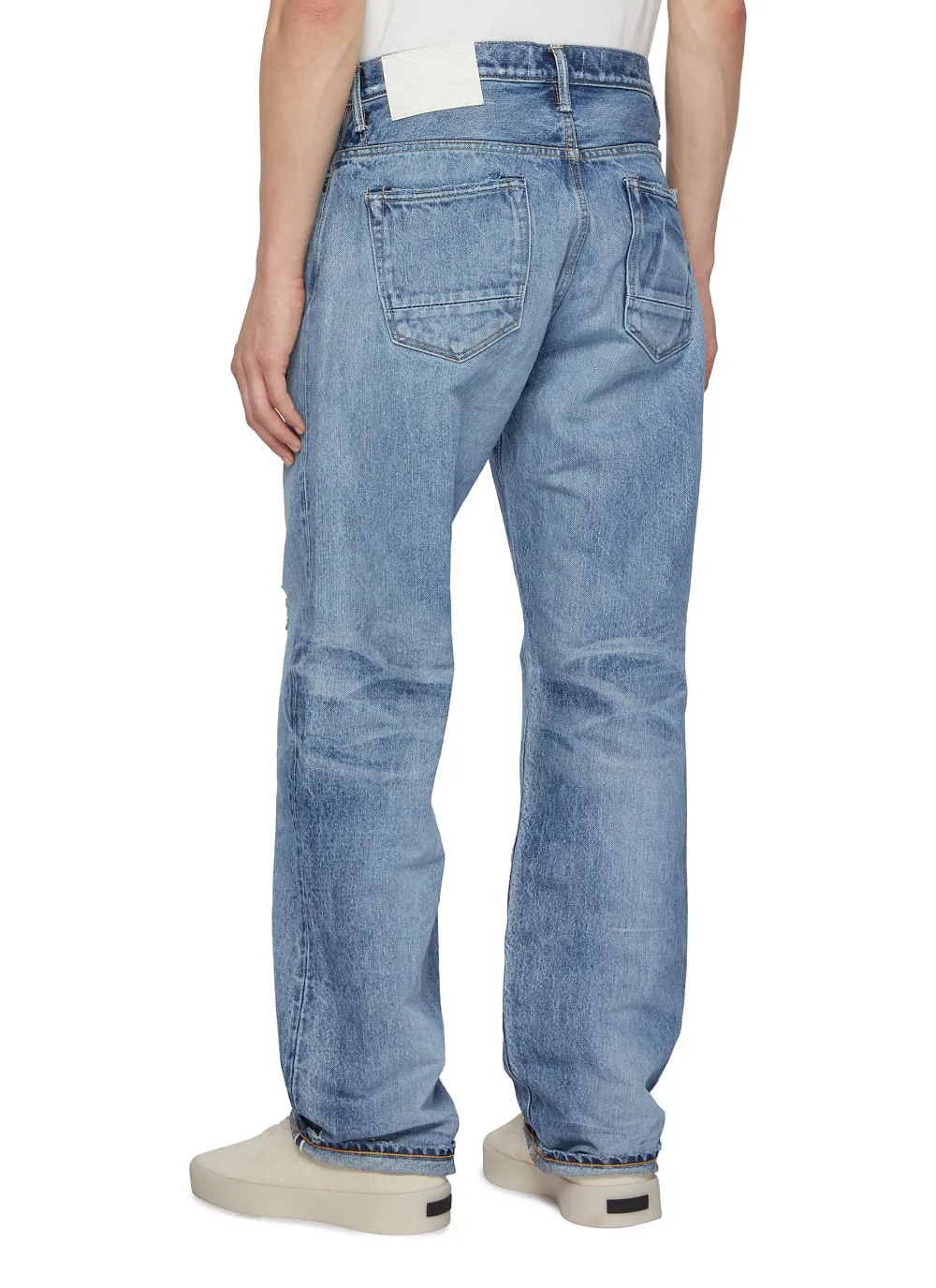 Simple Soft Straight-Cut Light Blue Cottom Jeans