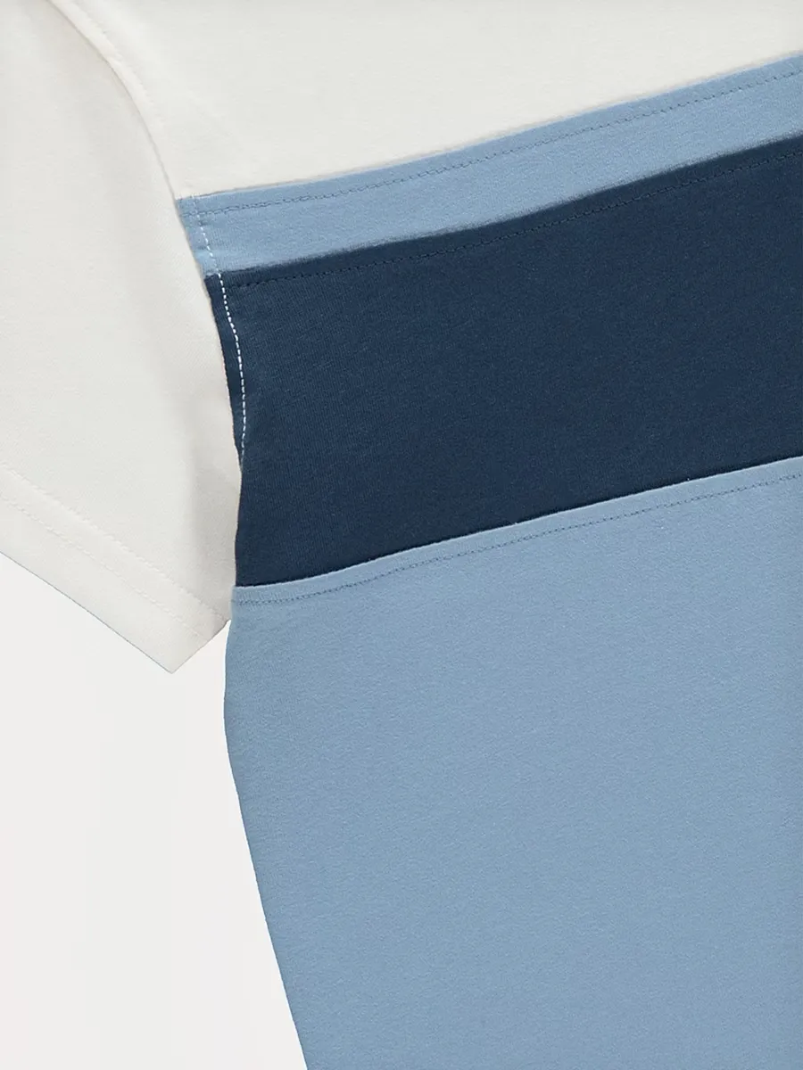 Blue Colour Block Short Sleeve T-shirt