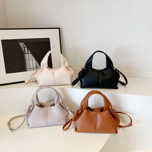 Faux Leather Pleated Dumpling Bag