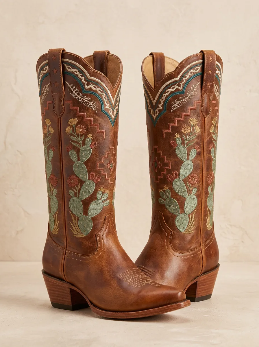Country Embroidered Floral Statement Western Boots