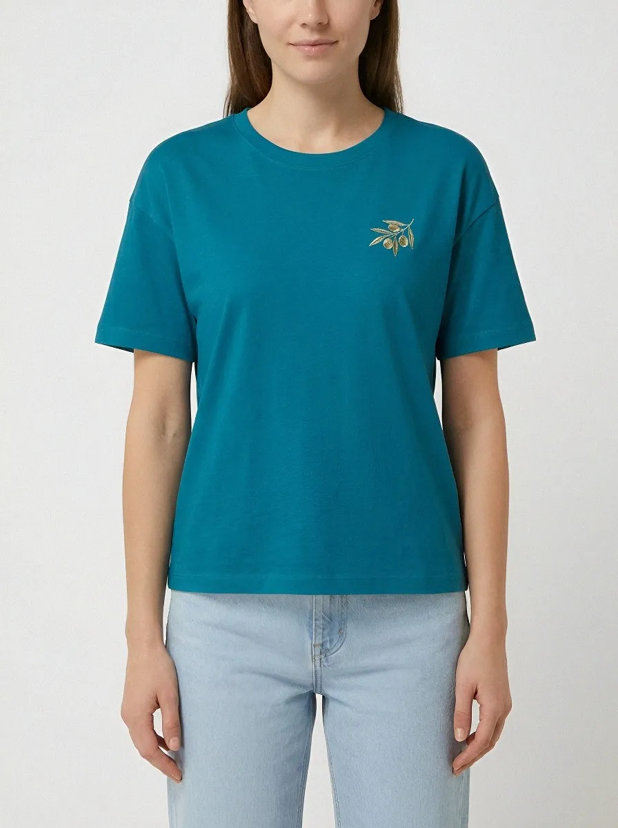 Women's Botanical Branch Embroidered Crewneck T-Shirt