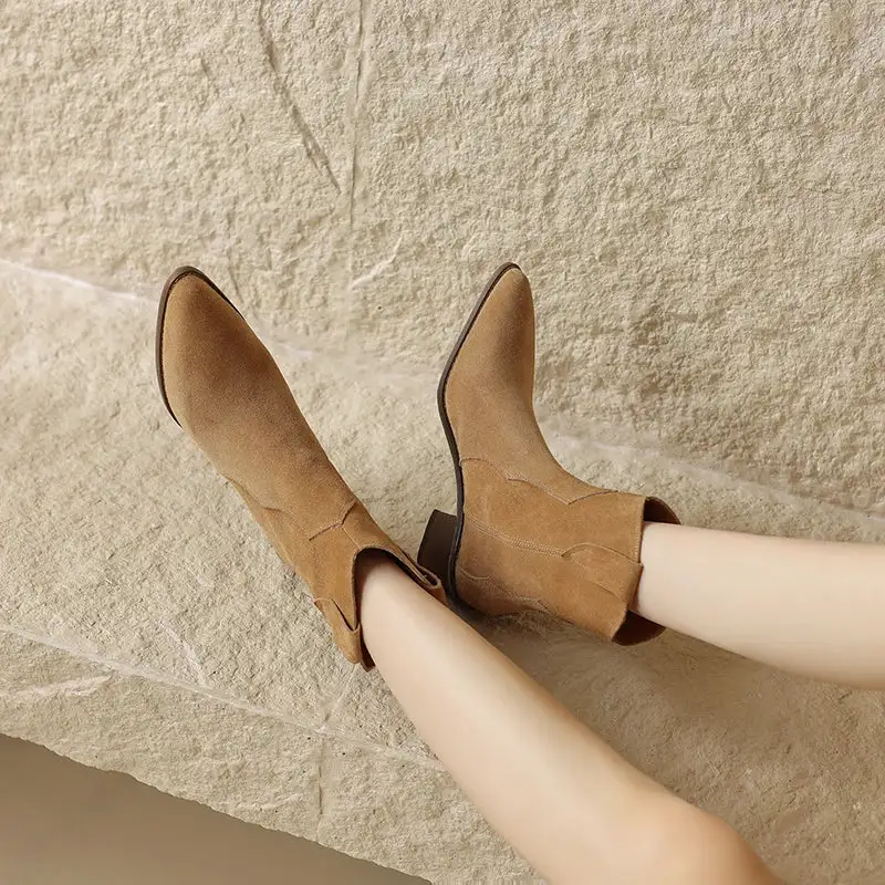 Suede Cowboy Warm-Lined Knee-High Boots