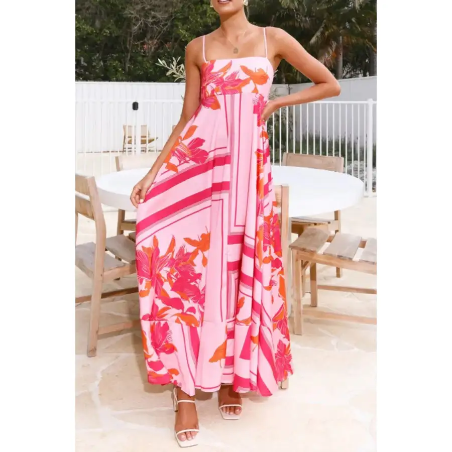 Casual Printed Square Neck Cami Maxi Dress