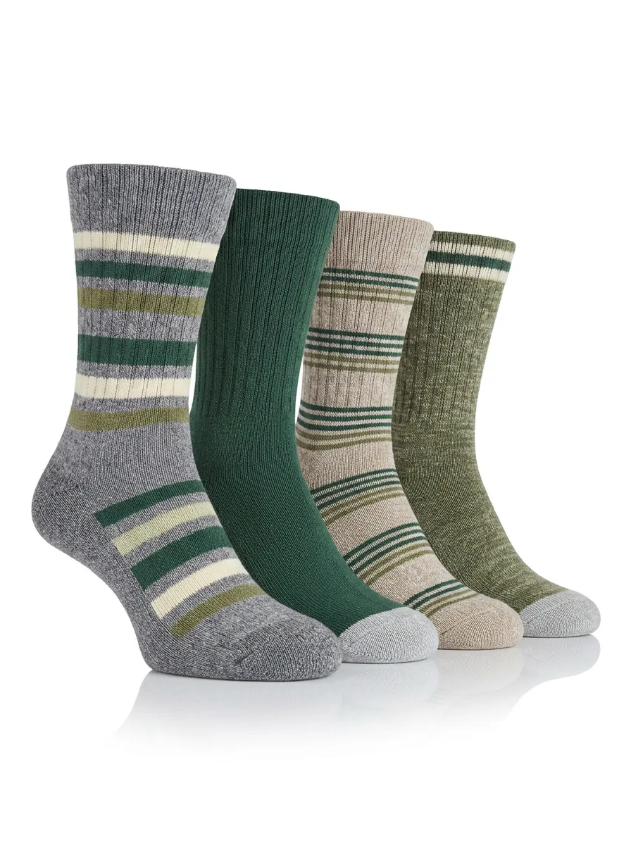 Vintage-Look Striped Vintage-Inspired Men's Four-Pair Long Socks
