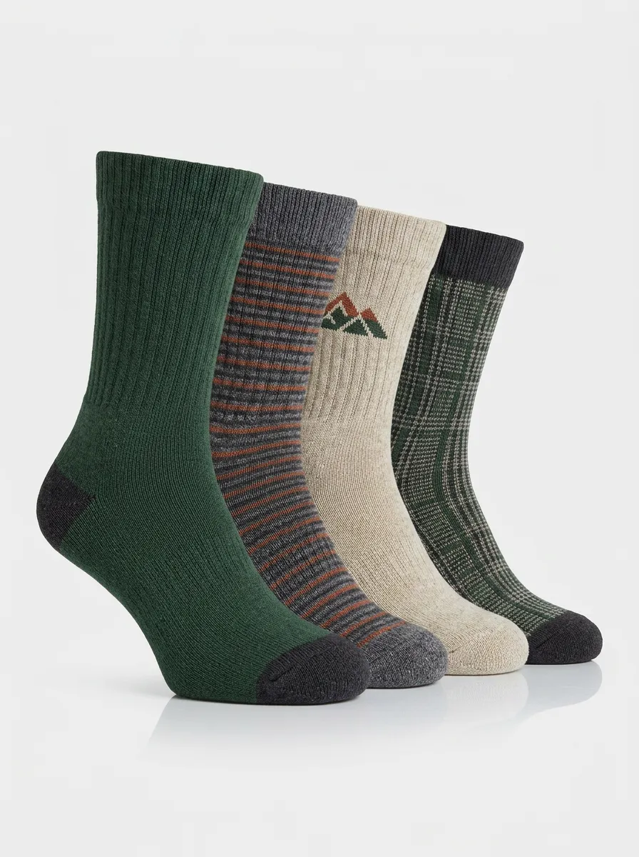 Everyday Mountain Striped Men's Four-Pair Long Socks