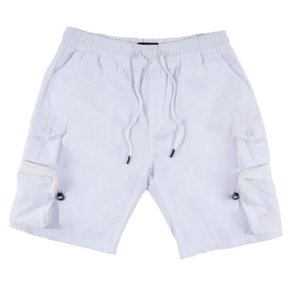 Nylon Spandex Cargo Shorts White