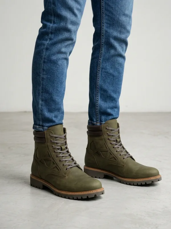 Unisex Geometric Pattern Print Work Boots