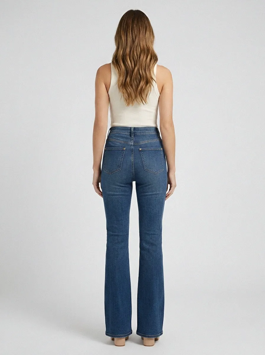 Vintage-Inspired High-Waist Women's High-Waist Stretch Flare Jeans