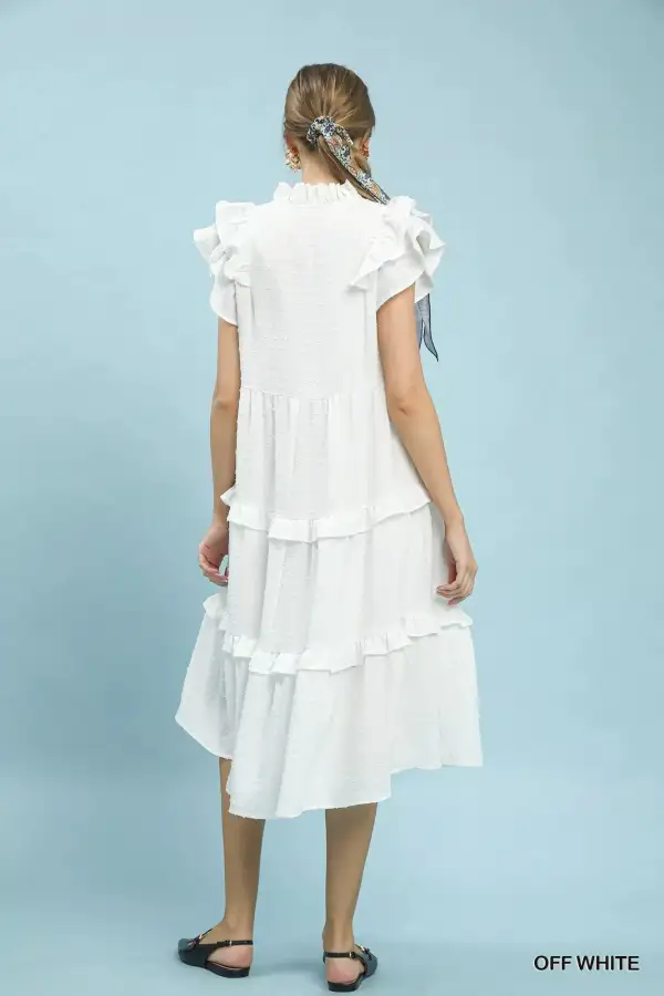 Ruffle Sleeve Tiered Midi Dress