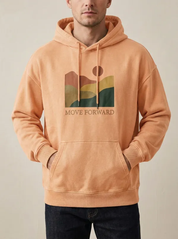 Men's Motivational Landscape Move Forward Print Hoodie