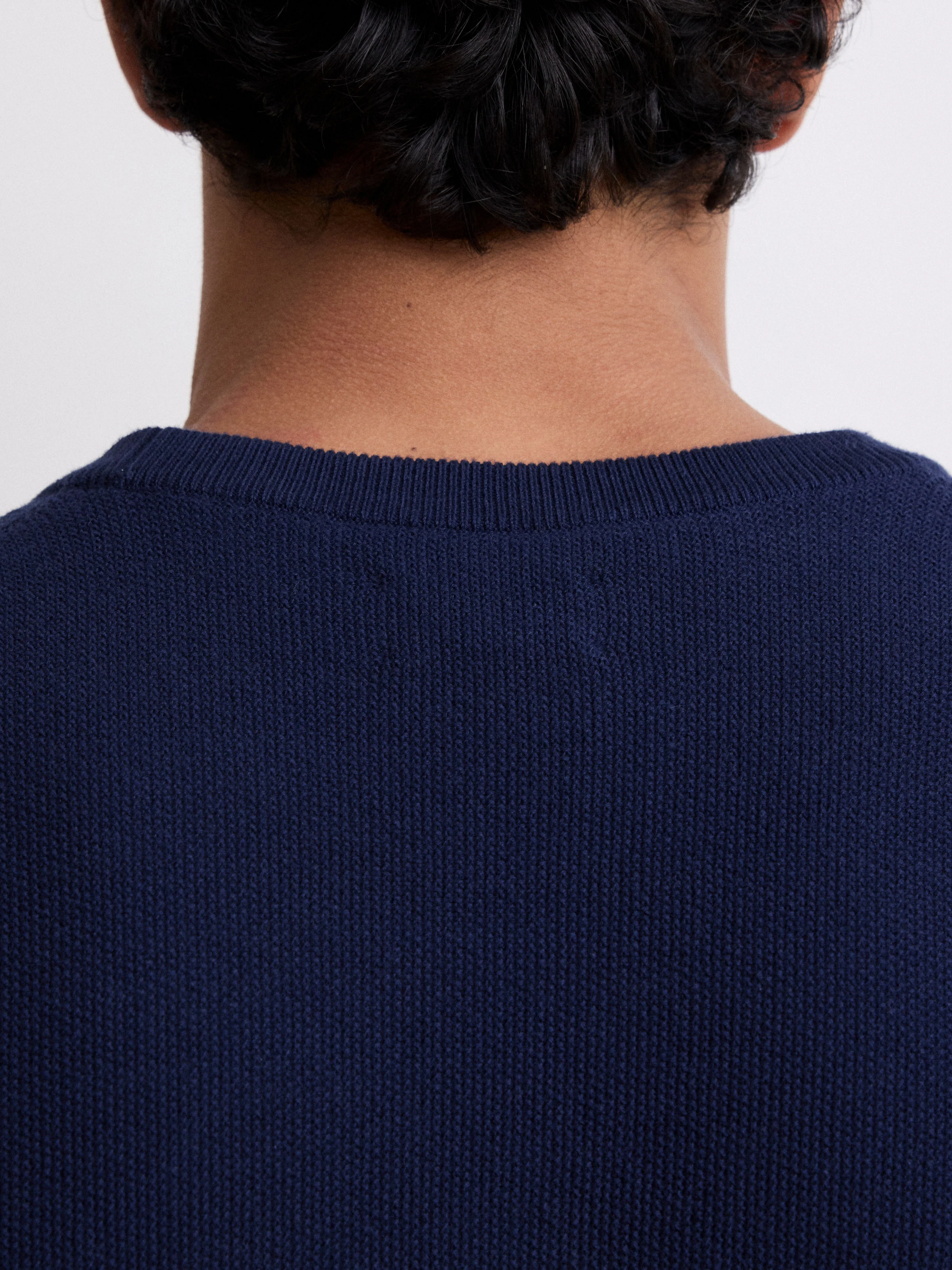 Men's Deep Blue Cotton Crew Neck Sweater