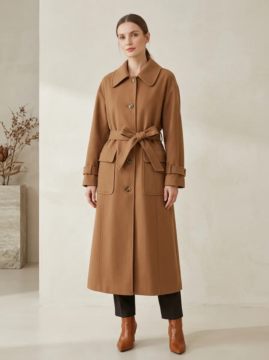 Women's Contemporary Belted Long Trench Coat