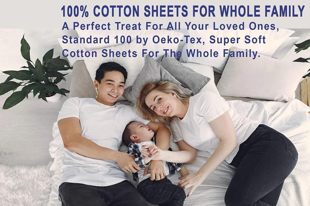 [Sweet Pea]100% Cotton Sheets - Soft & Breathable Sheet Set - 4 Pieces