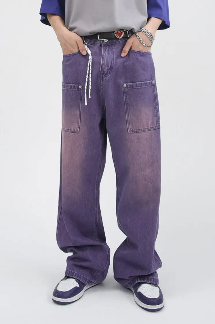 Wide Leg Carpenter Jeans With Front Utility Pockets