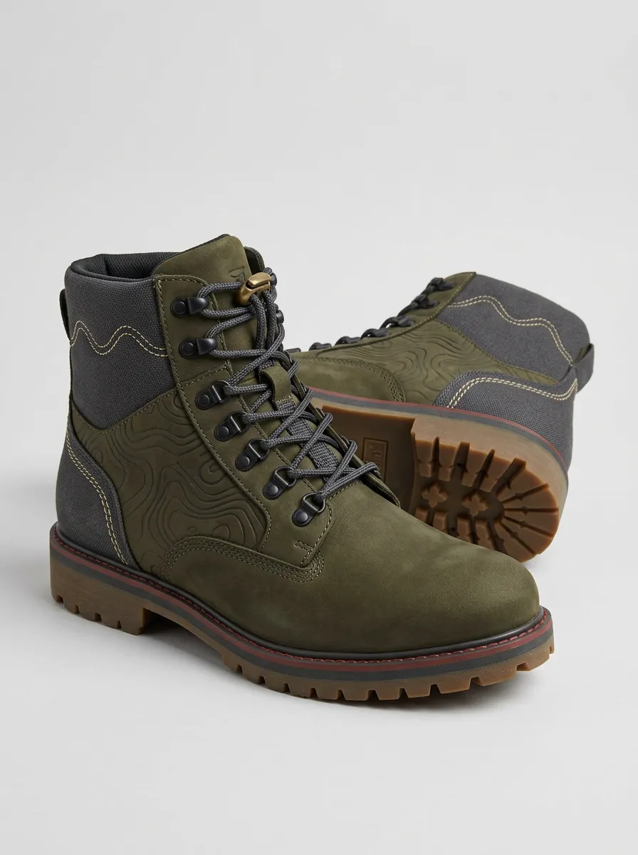 Unisex Classic Outdoor Hiking Topographic Map Print Work Boots