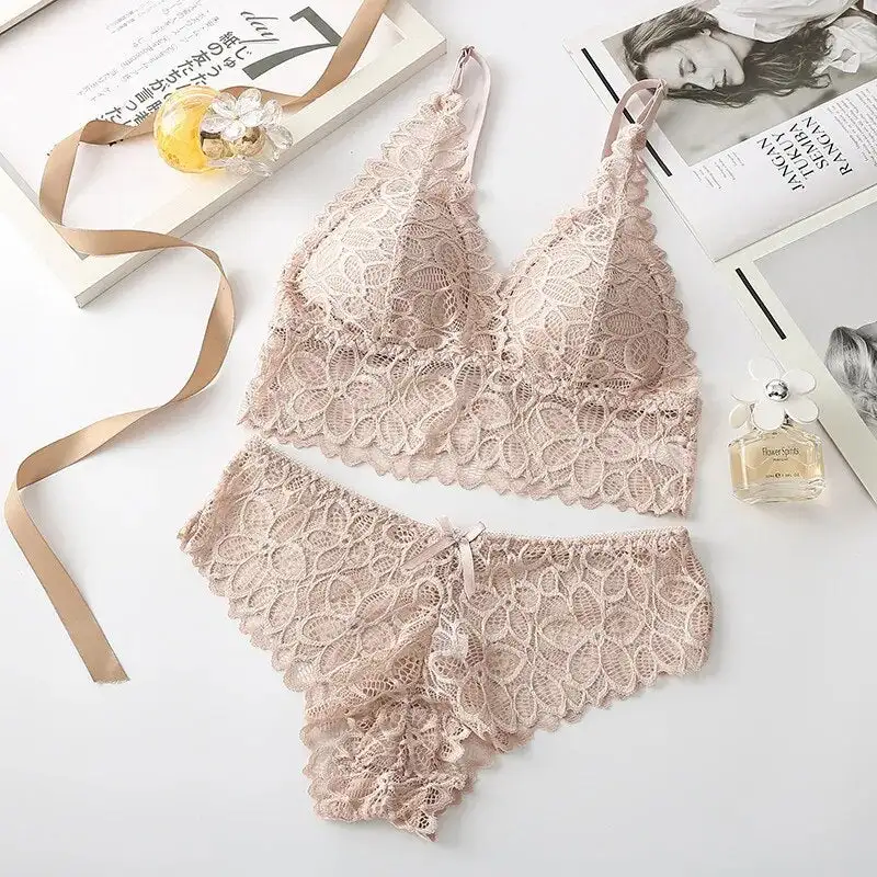 Floral Embroidered Hipster Lingerie Set