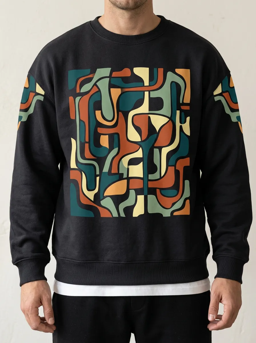 Men's Abstract Art Geometric Pattern Printed Sweatshirt