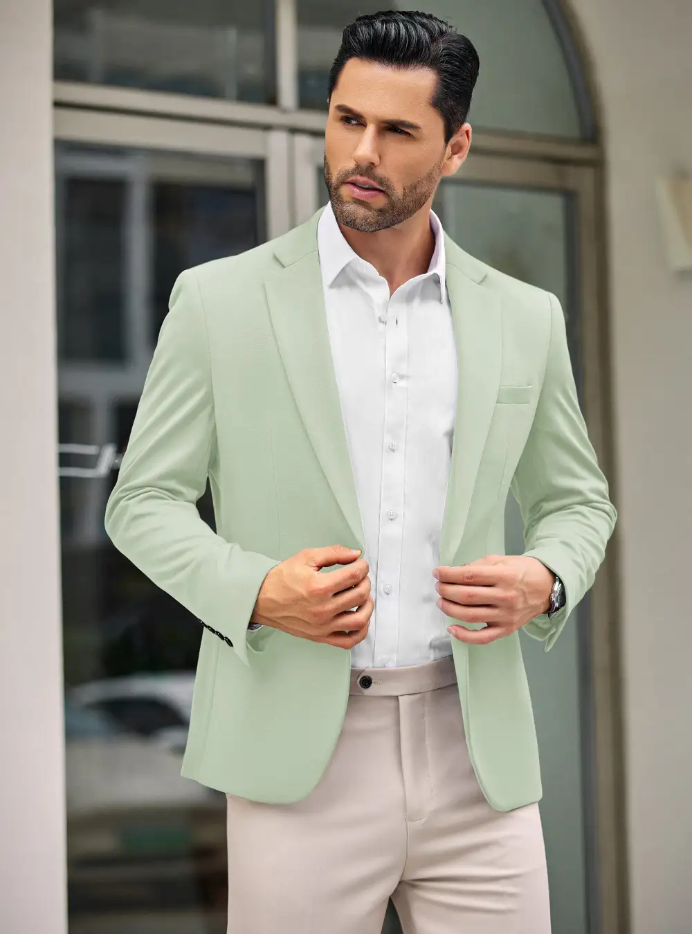 Simple One Button Blazer Jacket
