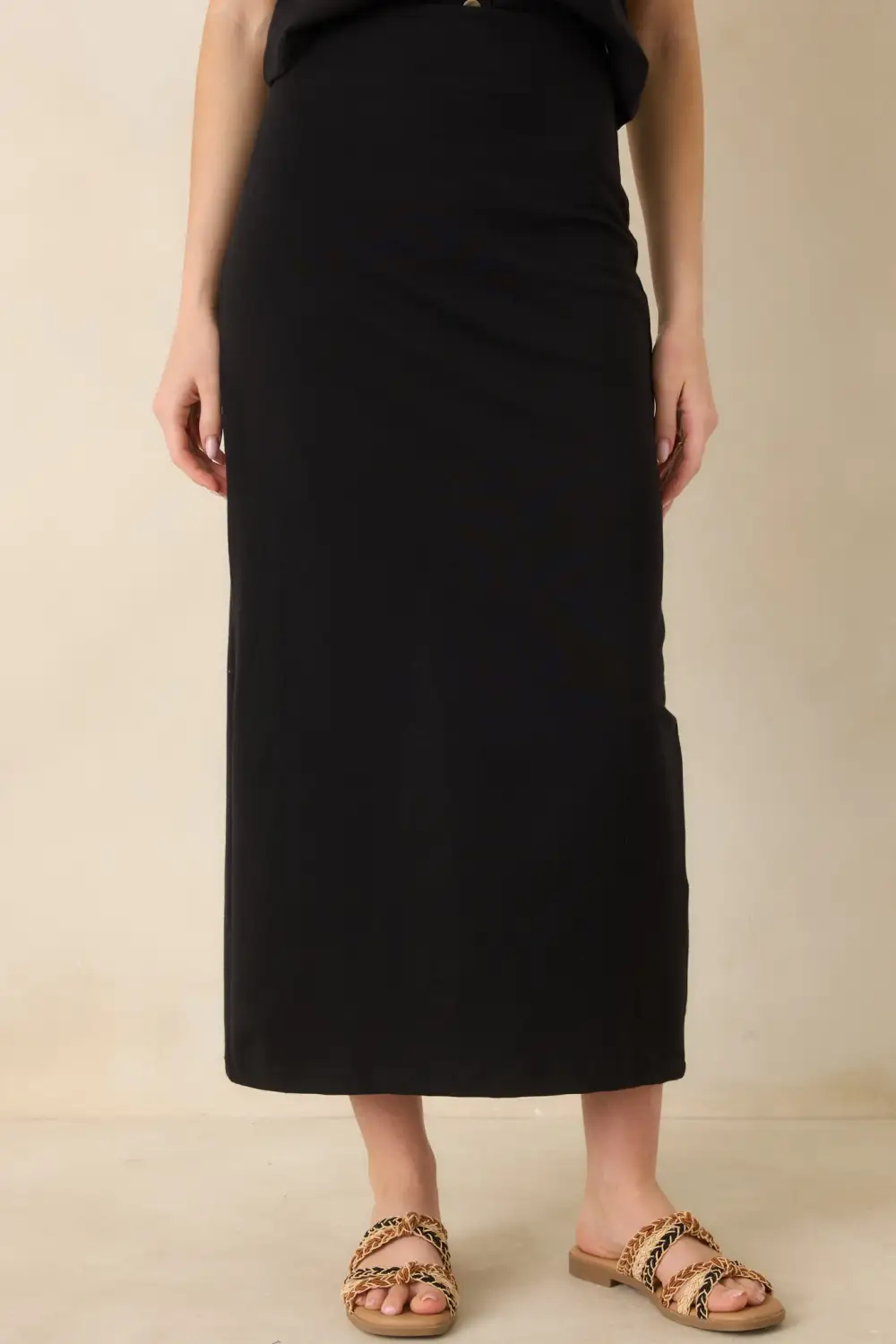 Neat Cotton Midi Skirt
