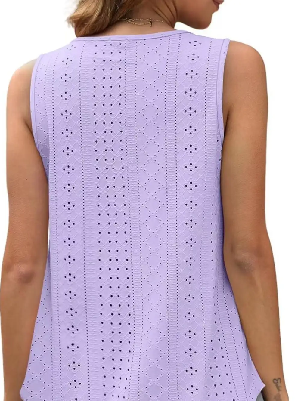 Scoop-Neck Eyelet Tank Top