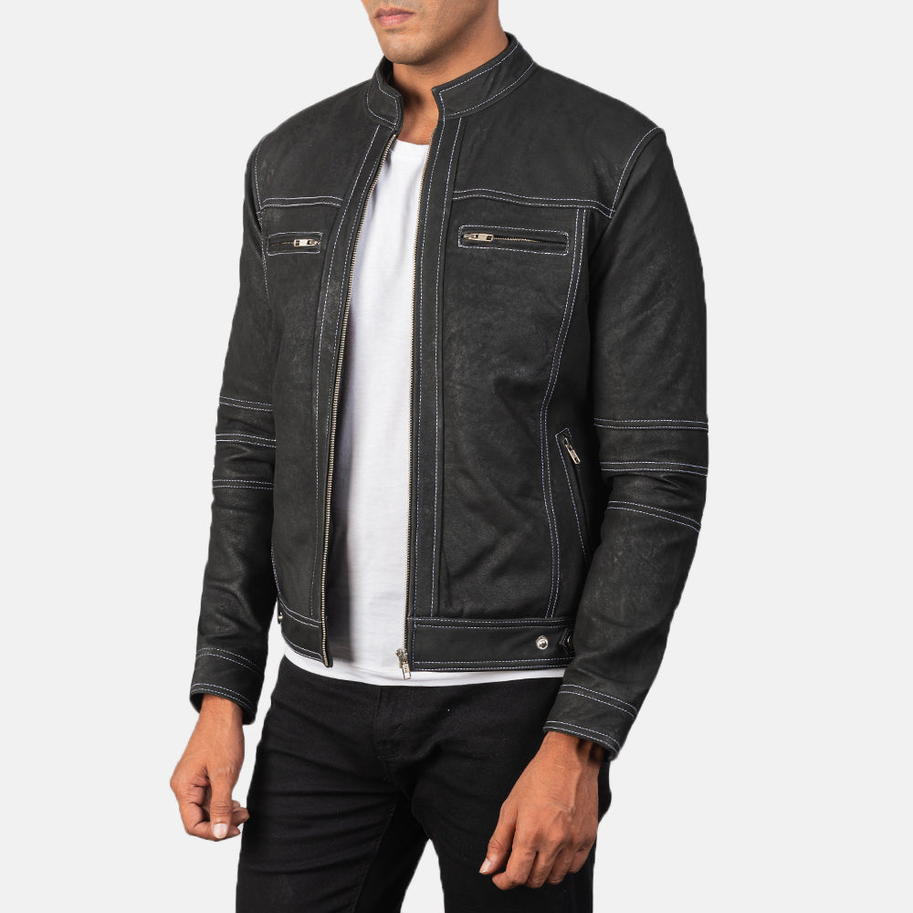 Men's Rugged Leather Distressed Jacket