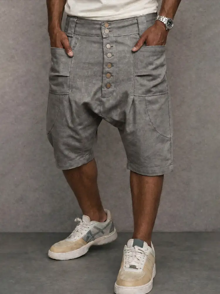 Casual Cotton Drop Crotch Harem Shorts