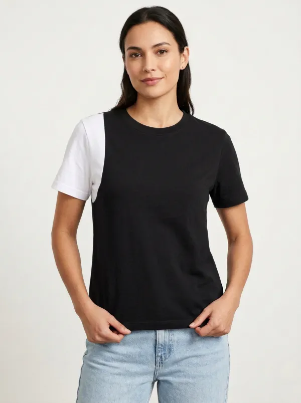 Women's Asymmetrical-Panel Crewneck T-Shirt