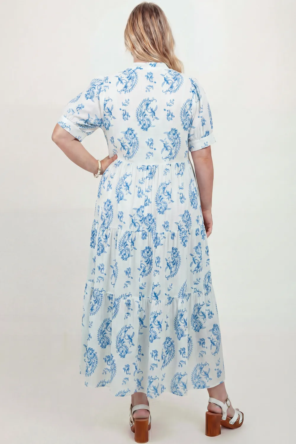 Blue Floral Plus Size Maxi Dress