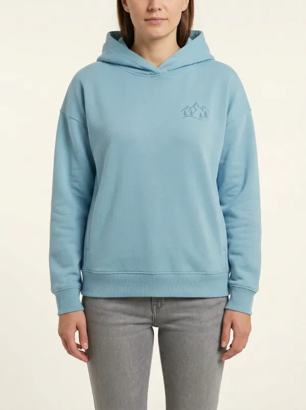 Women's Mountain-Pine Double-Layer Crossover-Neck Hoodie