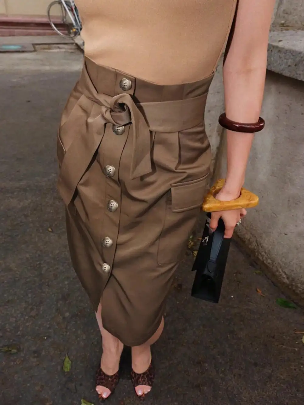 Clean Button Front Skirt