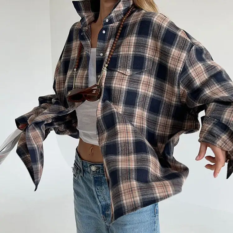 Soft Plaid Casual Outerwear Jacket