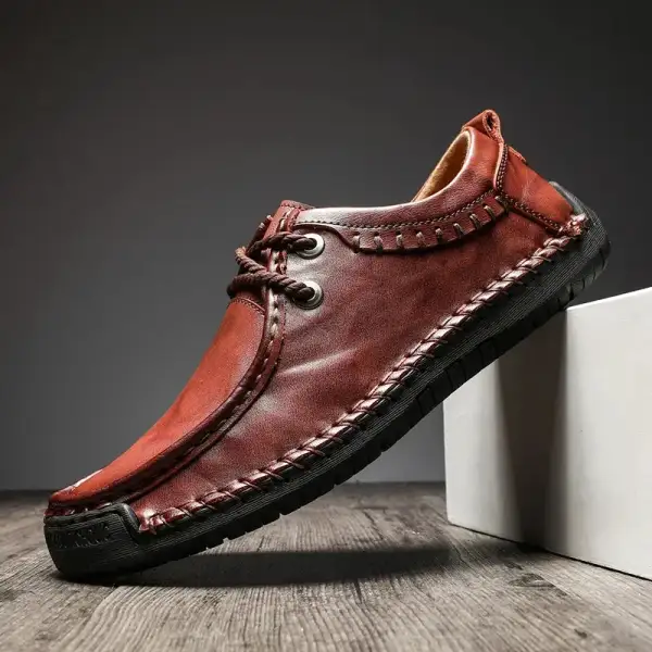 Hand-Stitched Leather Casual Loafers