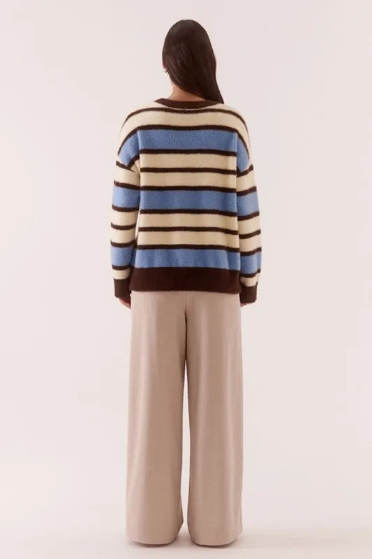 Blue Stripe Crew Knit Sweater