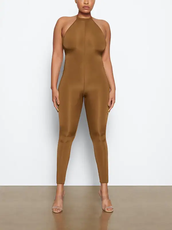 Clean Sleeveless Hanging Neck Jumpsuit