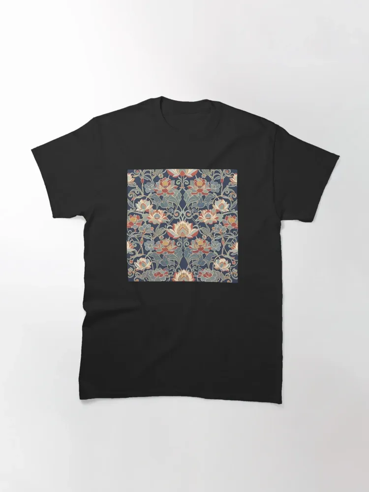 Women's Art Nouveau Floral Pattern Print Short-Sleeve Crew Neck T-Shirt