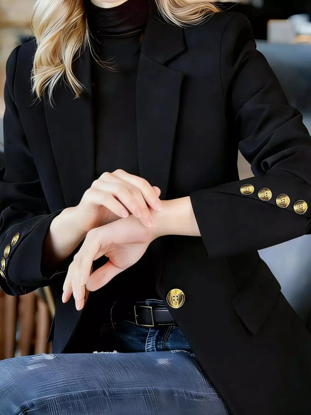 Refined Single-Button Lapel-Collar Blazer