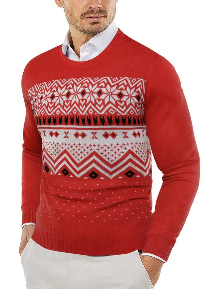 Trendy Crew Neck Pullover Knitted Sweater Jeans
