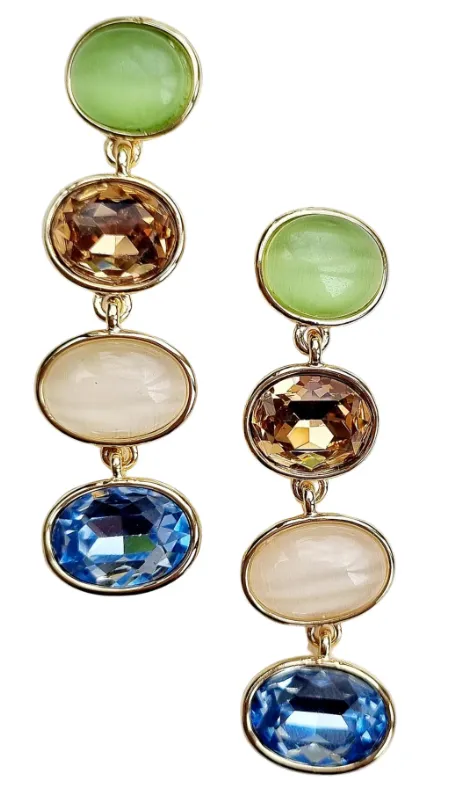 Cascading Gem Stud Earrings