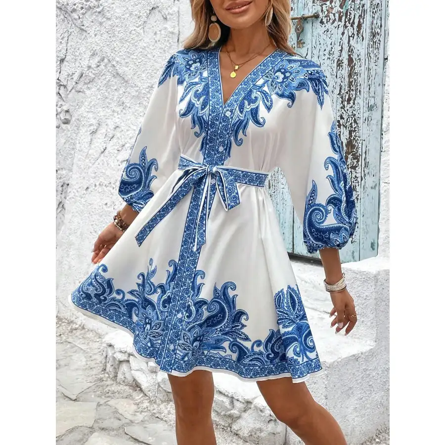Easy Everyday V-Neck Balloon Sleeve Mini Dress