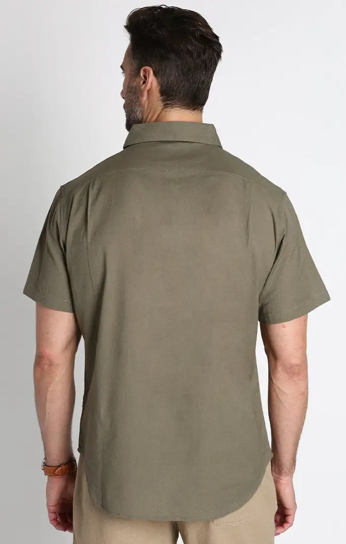 Cotton Linen Blend Short Sleeve Shirt