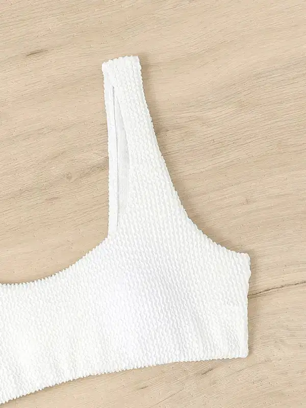 Twisted One Piece Wrinkled Wavy Fabric Swim Set