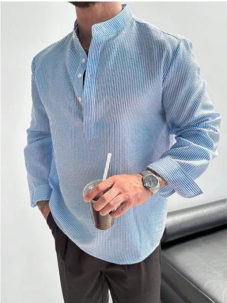 2026 New Men's Striped Long-Sleeve Shirt