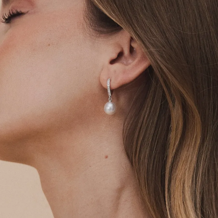 South Sea Pearl Huggie Hoop Earrings